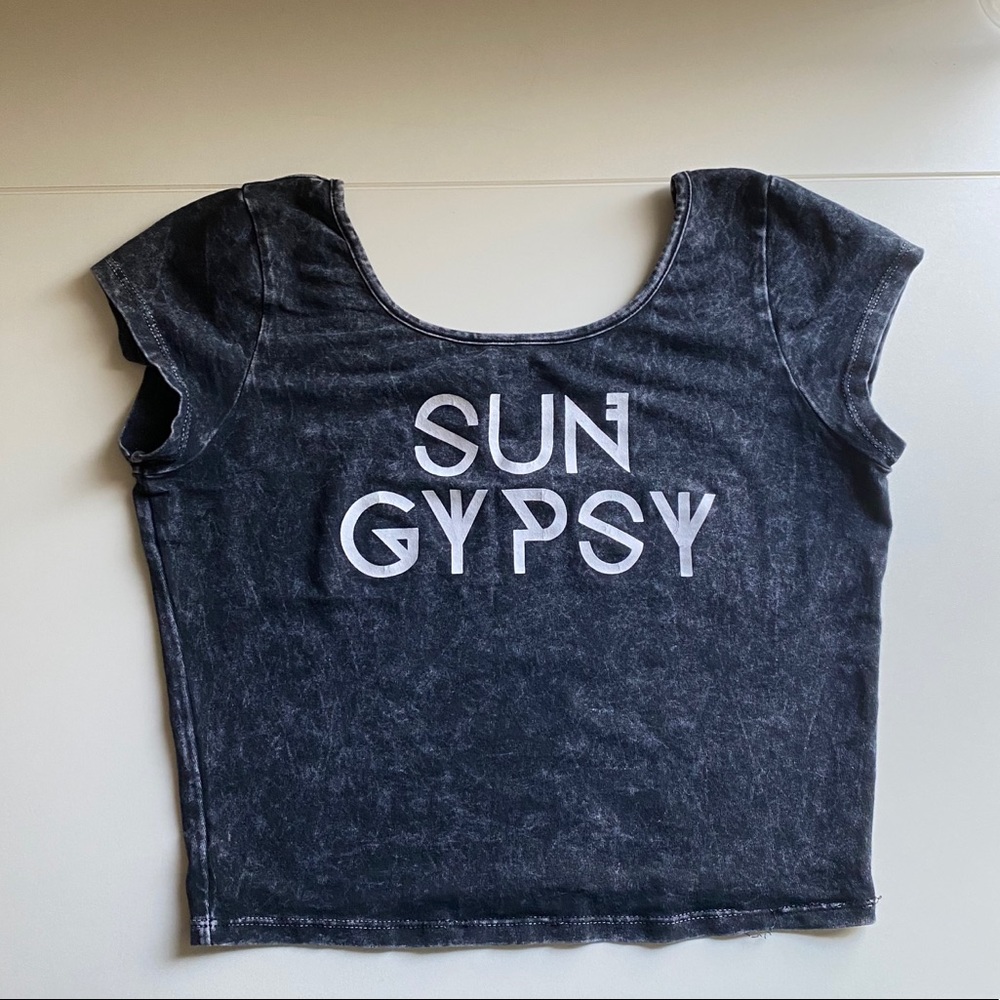 Black Acid Wash Crop Top